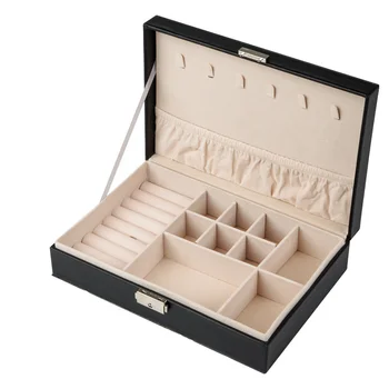 

Elegant Ring Necklace Package Box 1 Piece Makeup Lipstick Storage Box Leather Beauty Travel Organizer Solid Women Jewelry Box
