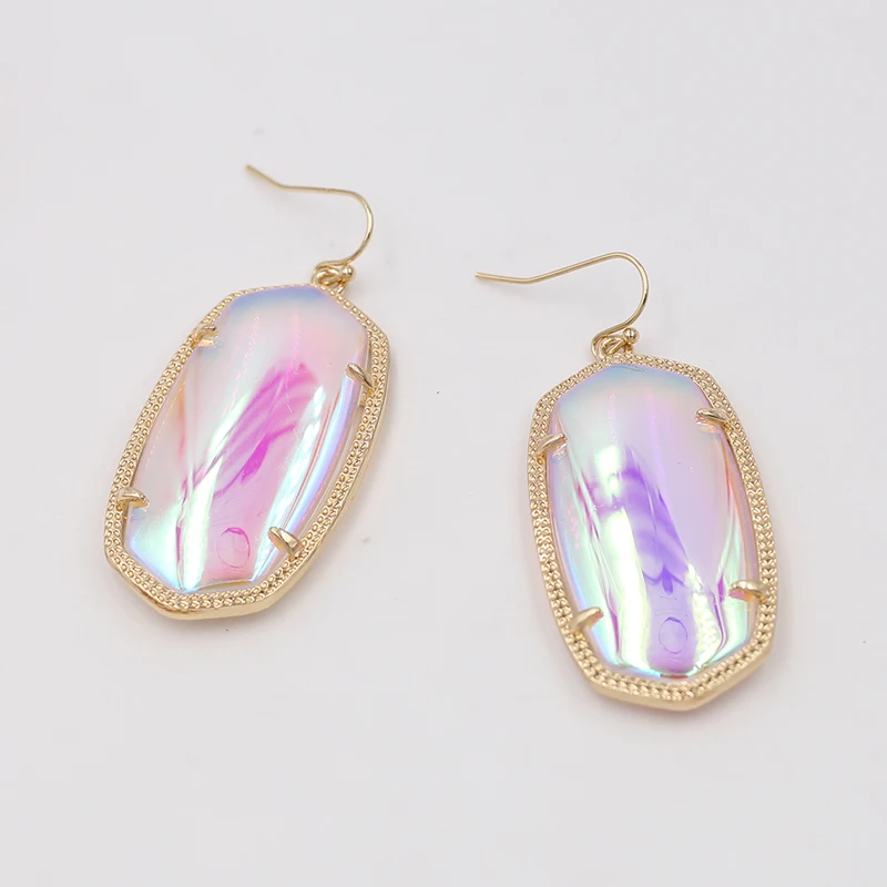 

2021 HOT Summer New Arrivals Classic 4 Colors Big Oval AB Crystal Dangle Earrings For Women Girls Fashion Jewelry Accessories