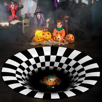 

Clown Deep in Visual illusion Bedroom Carpet Nordic Office Floor Round Rugs Halloween Decor 3D Printing Living Room Door Mat