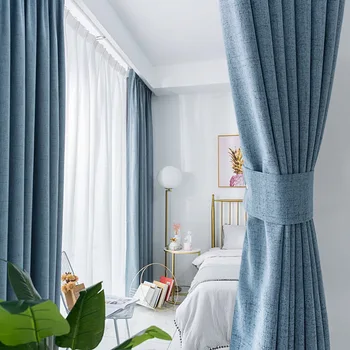

Nordic Modern Curtains for Living Dining Room Bedroom Pure Color Curtains Multi-color Optional Finished Product Customization