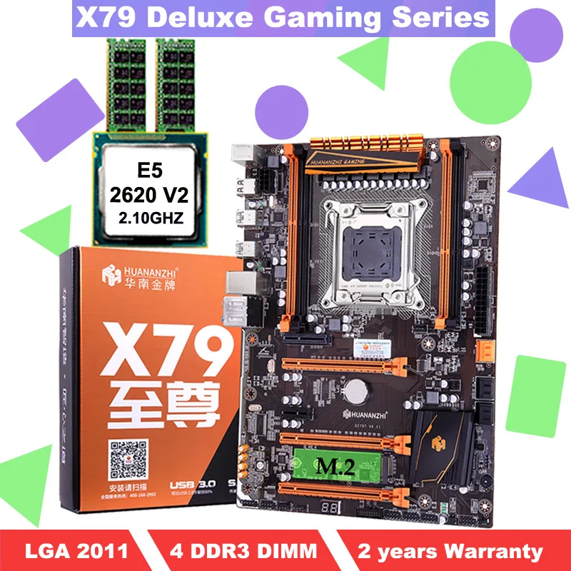 ^*Best Offers Motherboard with M.2 slot HUANANZHI deluxe X79 gaming PC motherboard with CPU Intel Xeon E5 2620 V2 2.1GHz RAM 2*4G DDR3 RECC