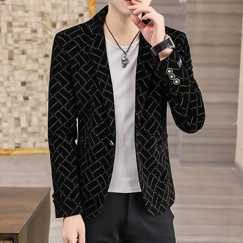 Blazer de pana para hombre, chaqueta ajustada informal, traje guapo, traje  de moda, abrigos, novedad de 2023 - AliExpress