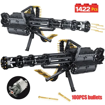 

1422Pcs technical urban gatling gun electric firing model building block military weapon brick boy toy gift