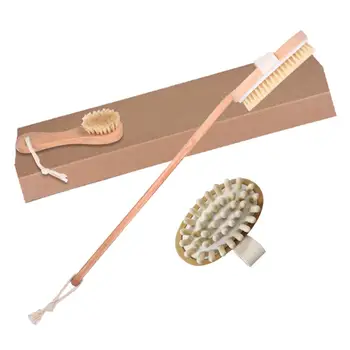 

3pcs New Wooden Body Brush Set Bristle Wood Dry Skin Body Soft Natural Bristle Brush Wooden Bath Shower SPA Accessories
