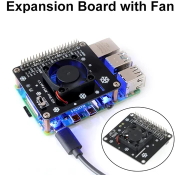 

For Raspberry Pi LED Dual Cooling Fan Module GPIO Expansion Board compatible for Raspberry Pi 4 Model B 3B+/3B/4B