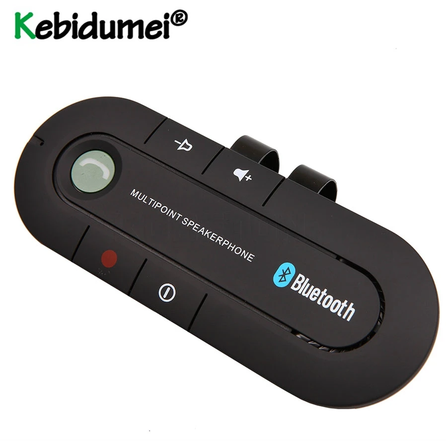 Kebidumei Car Bluetooth 4.1 Multipoint Speakerphone Bass Stereo AUX Car Kit Speaker Handsfree Music Receiver Player