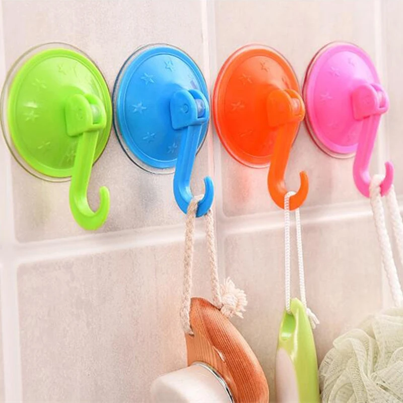 

Home Kitchen Suction Cup Hook No Trace Punch-Free Clothes Hook Plastic Kitchen Accessories Sticky Hooks Household Products