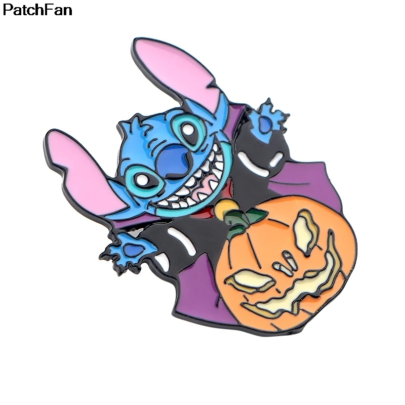 20 шт./лот Patchfan Ститч Хэллоуин мультфильм забавные булавки броши для рюкзака, одежды для мужчин и женщин шляпа Декоративные значки медали A2499