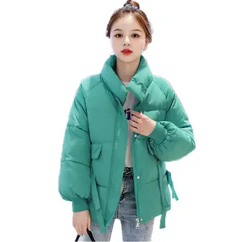 

Black Winter Jacket Women Parkas Warm Thick Down Cotton Coat Female Padded Loose Long Sleeve Winter Woman Coats Outerwear Q2827