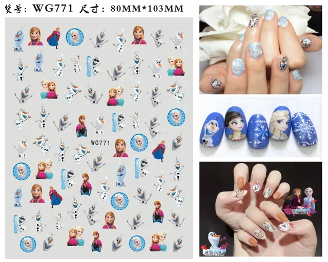 1PCS Disney Cartoon Anime Collection Star Design Nail Sticker Mickey Mouse Donald Duck Lion King Mermaid Stitch Nail Slider WG771