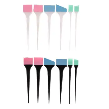 

6pcs Professional Hair Dyeing Brush Hair Coloring Comb Set Plastic Handle Silicone Dyeing Brush Hairdressing Tools Accessories