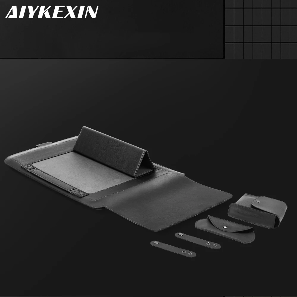 Сумка из искусственной кожи для Macbook Air Pro retina 11 12 13 15 водонепроницаемый чехол для ноутбука Портативная сумка для ноутбука с опорой