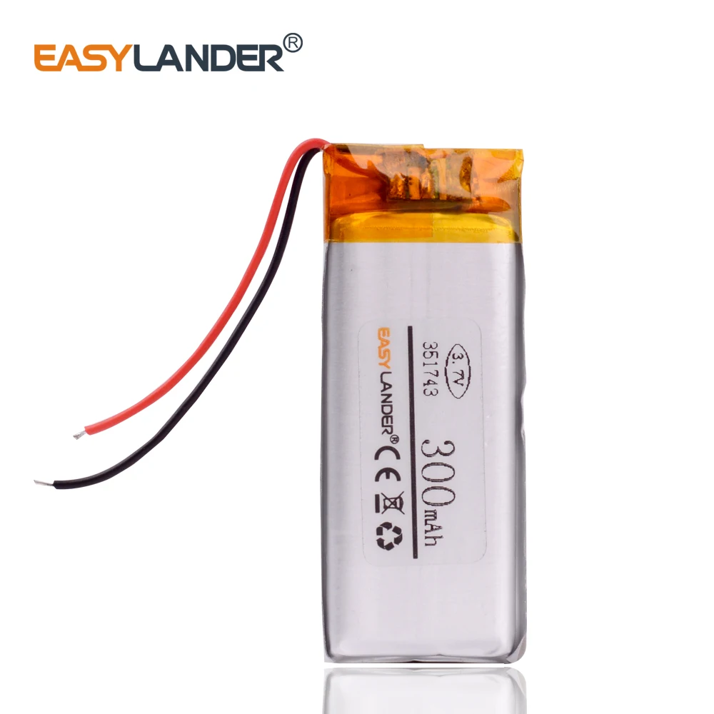 351743 3.7V 300mAh Rechargeable li Polymer Liion Battery For Sony MP3