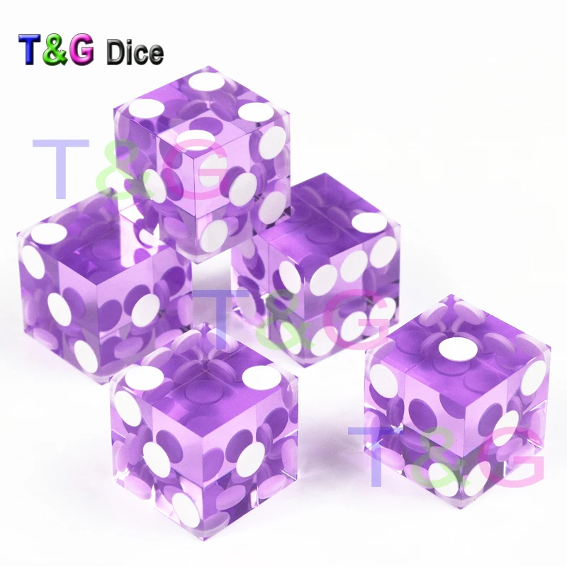 5 piece purple 5 шт. D6 игральные кости T& G 19 мм акриловые игральные кости прозрачные шестигранные казино острый прямой угол - Цвет: 5 piece purple
