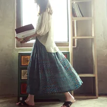 Ранняя осень; однотонная цветная юбка из рами с нацией; юбка с разрезом; юбка до середины голени; Талия; Длинная юбка