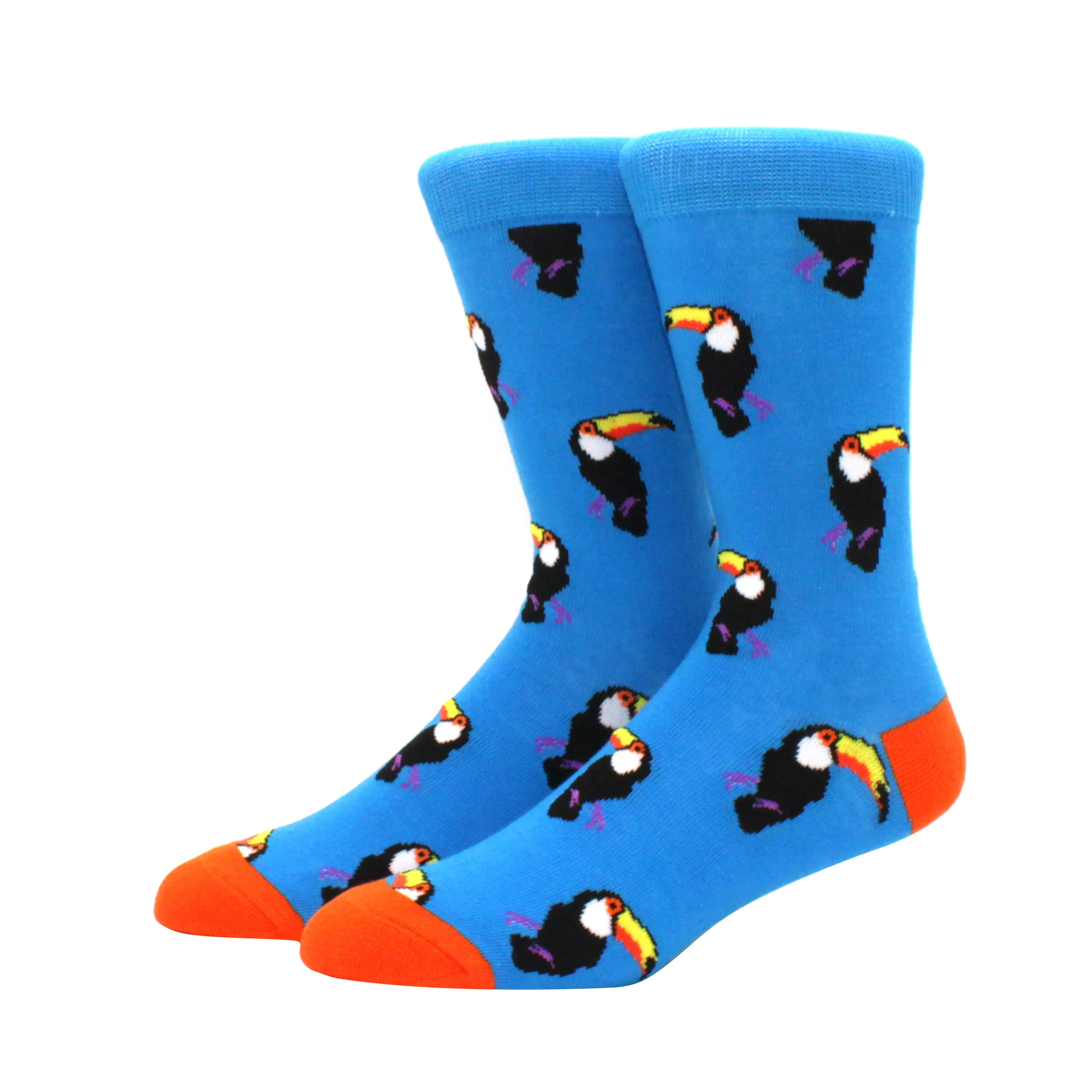 Vibrant Hiphop Cotton Men's Socks - Harajuku Fun Animal Design