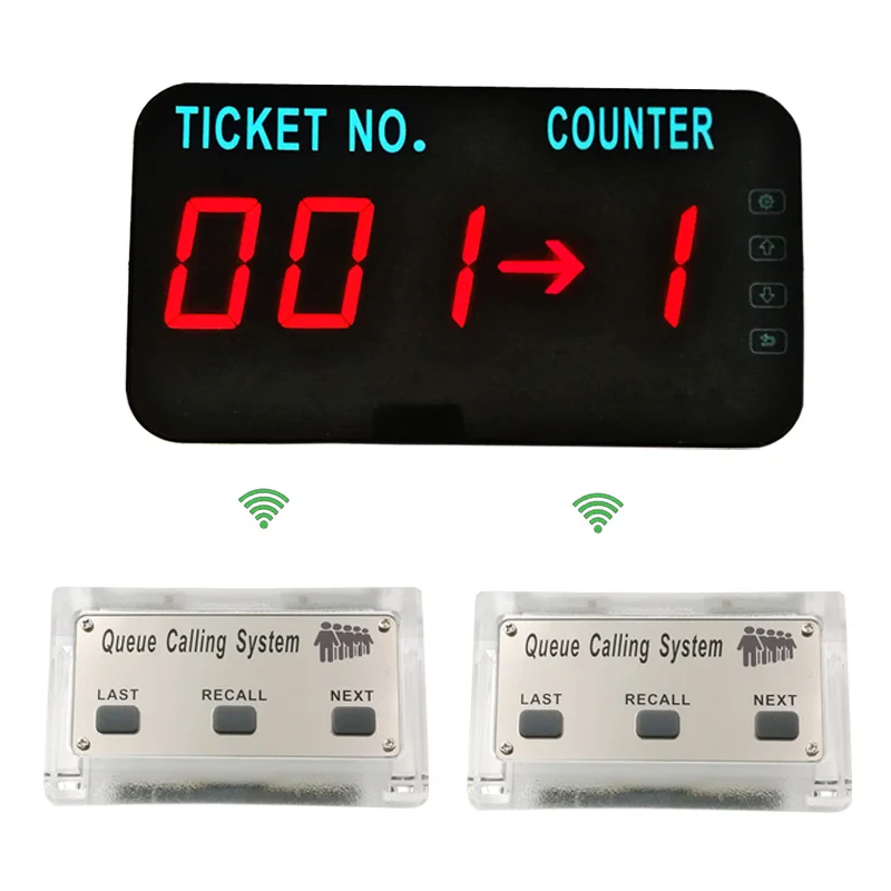 Queue Paging System Wireless Queue Call System LED Display Show Tickets Number& Counter Number(2 buttons+1 display - Цвет: 1display 2 silver B