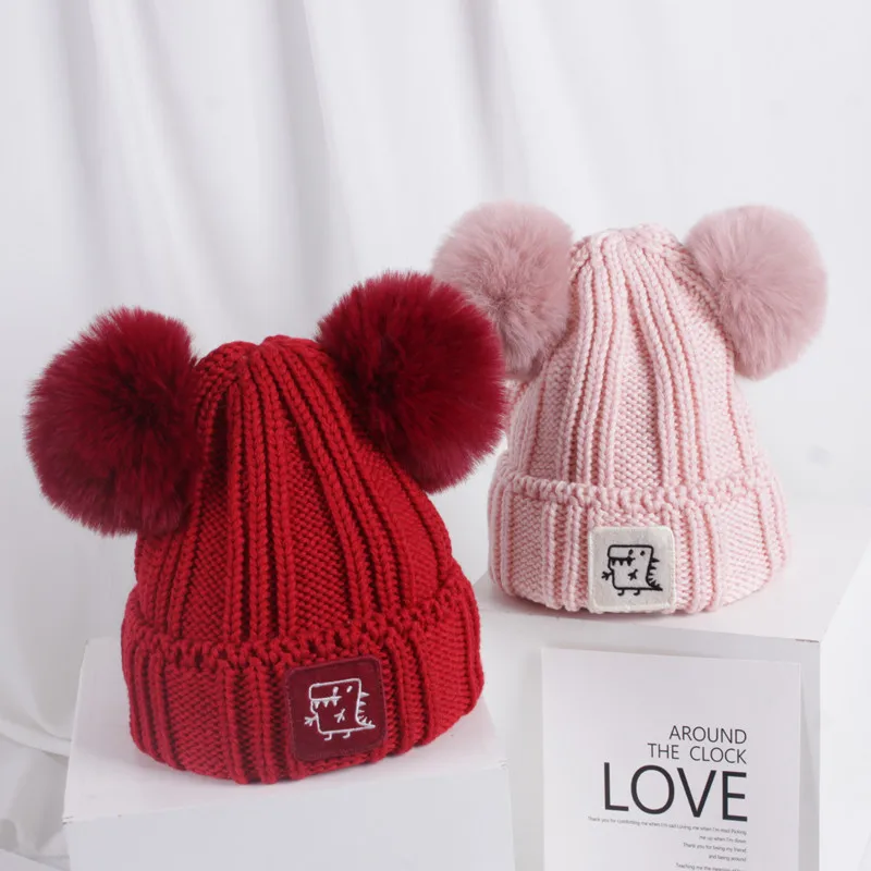 ladies double pom pom hat