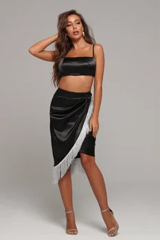 

2020 Summer Women Sexy Cotton Suit Spaghettli Strap Square Collar Sleeveless Tassel Black Two Piece Female Casual Dress Vestidos