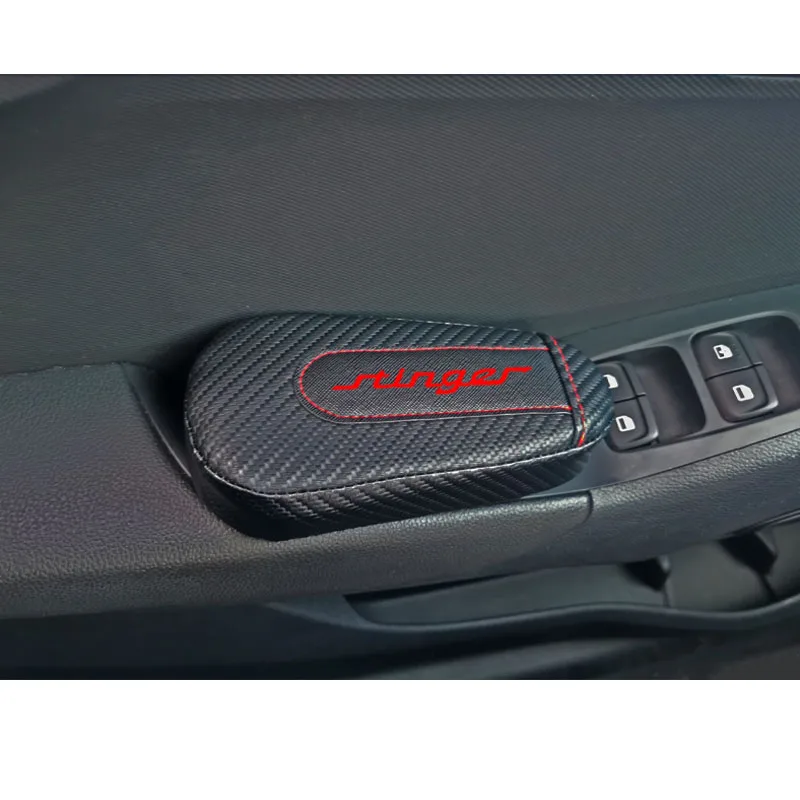 Автомобильный Стайлинг для Kia Stinger, 1 шт., углеродное волокно, кожа, подушка для ног, наколенник, подлокотник, Накладка для интерьера, автомобильные аксессуары