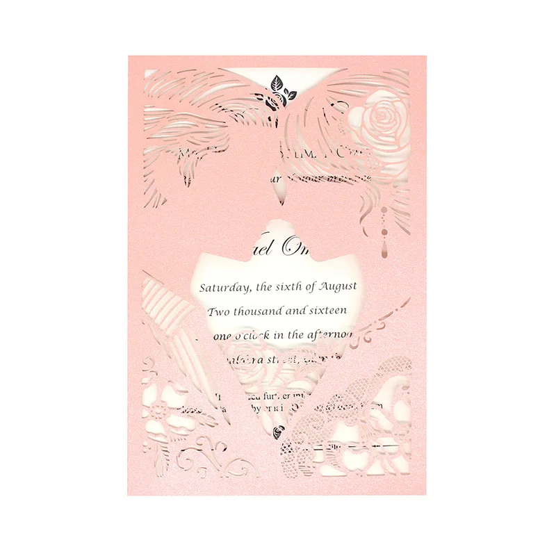 Card No.3 10 комплектов блестящих приглашений жениха и невесты Европейский стиль лазерная резка свадебные приглашения праздник открытка Обложка конверты - Цвет: Card No.3