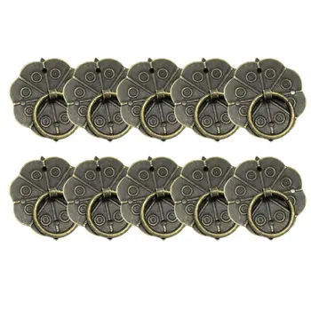 

10Pcs Bronze Vintage Drawer Handle Classical Quincunx Cabinet Desk Door Pull Box Knobs Furniture Hardware With Screws