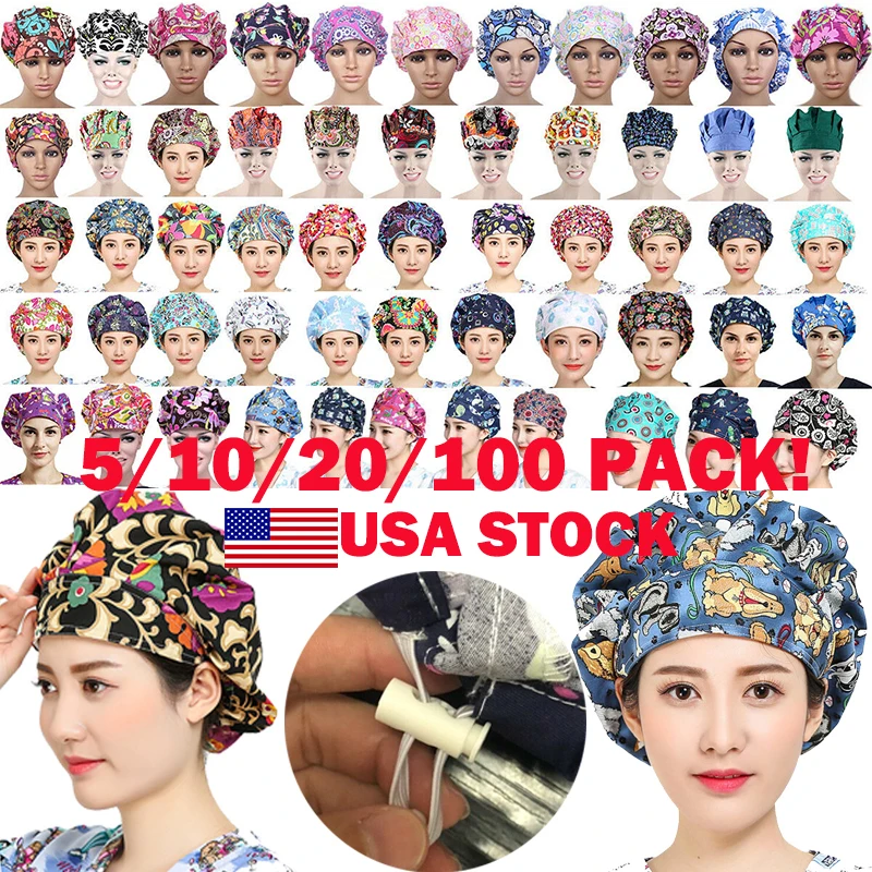 

Adjustable Pet Grooming Agency Work Scrubs Caps Cartoon Cute Nursing Cap Cat Printing Working Cap Anti-dust Cotton Reusable