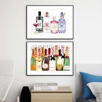 

Home Decorative Wine Bottle Canvas HD Prints Paintings Modular Colorful Pictures Wall Art Poster Artwork for Living Room Framed