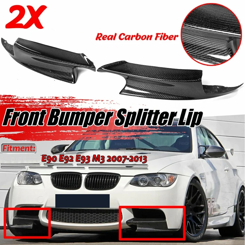 Pair Real Carbon Fiber Front Bumper Splitter Lips For-BMW E90 E92 E93 M3 2007-2013 | Автомобили и мотоциклы