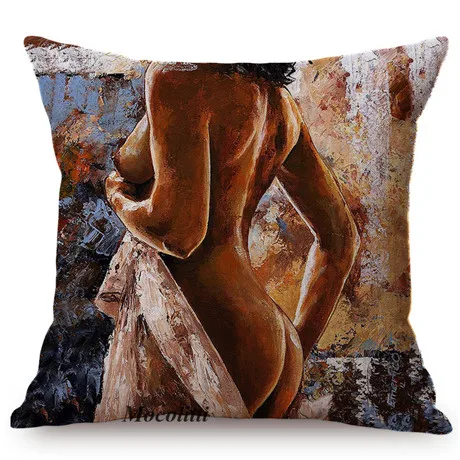 Nordic Sexy Woman Human Body Oil Painting Art Home Decorative Sofa Throw Pillow Case Sexy Girl Charming Large Butt Cushion Cover M074-5