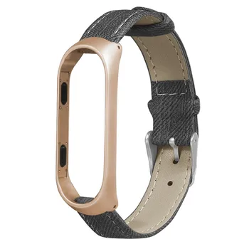 

Smart Wristband Blue Denim Bracelet Metal Case Hand Wrist Strap For Xiaomi Mi Band 4 Watch Strap