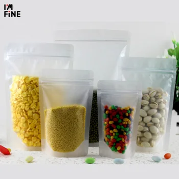 

100pcs Stand up Frosted Plastic Ziplock Bag Matt Translucent Coffee Matt Beverage Snack Cookie Gift Packaging Bags