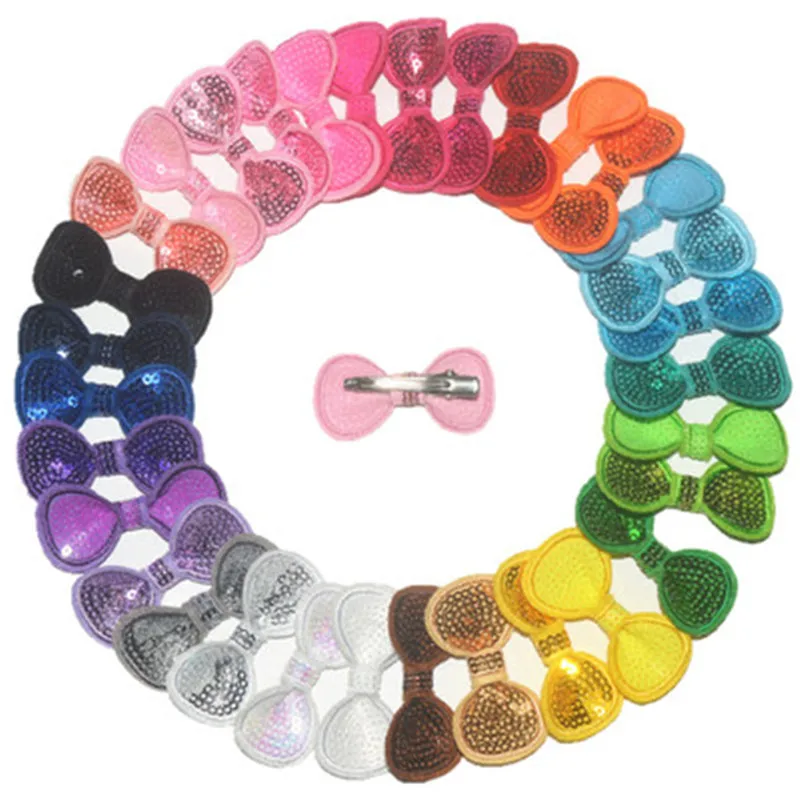 50pcs Hand-made Pet Dog Hair Clip Sequin Style Dog Headwear Cute Bow Hairpins Multicolor Dog Hair Accessories for Large Dog