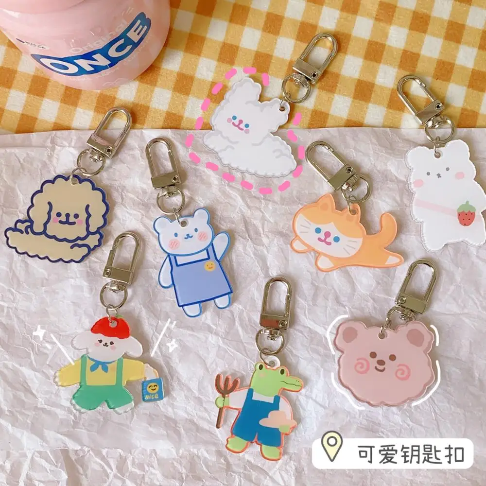 Cute Keychain Backpack Charms Cartoon Bear Keychains Bag Keychains Wristlet  Bracelet Key Ring Car Key Charms For Women - Temu