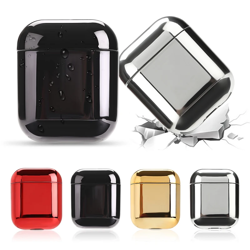 

Luxury Gold Protective Cases For Apple Airpods Electroplated PC Earphone Case Cover Anti-fall Box For Airpods 2 1 Accessories