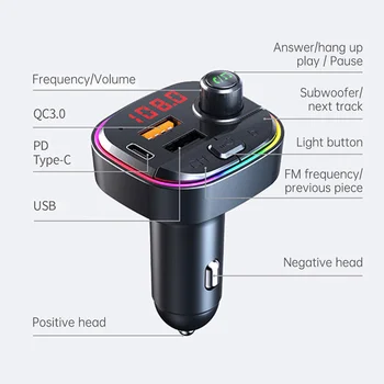 

Bluetooth 5.0FM transmitter car radio modulator car kit USB car charger hands-free wireless assisted audio MP3 player