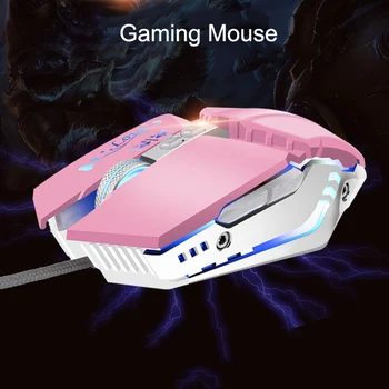 

Cool Mechanical Wired Gaming Mouse RGB LED Light Metal Mice 7 Keys Programmable 4-color Breathing Lamp Design For PC Laptop