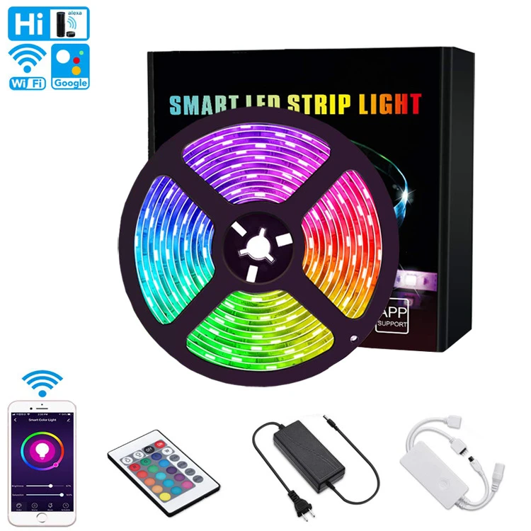Цветная (RGB) Светодиодные ленты светильник s Wi-Fi пульт для 5/10 м 5050 RGB полный