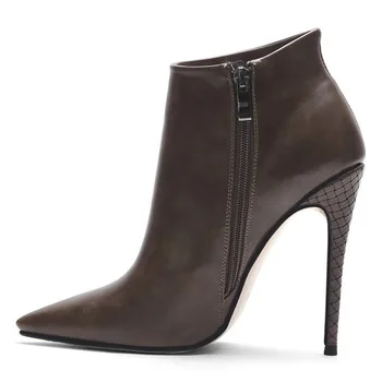 

2019 Autumn And Winter New Style European Grand Prix Women Shoes Pointed Toe Side Zipper Thin Heeled High Heels Fashion Short Bo