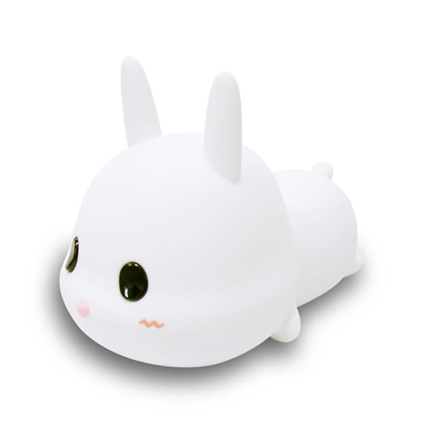 

Portable Color Changing Silicone Baby Nightlight for Children, Cute Rabbit Nursery Light, Tap / Remote Control LED Table Lamp