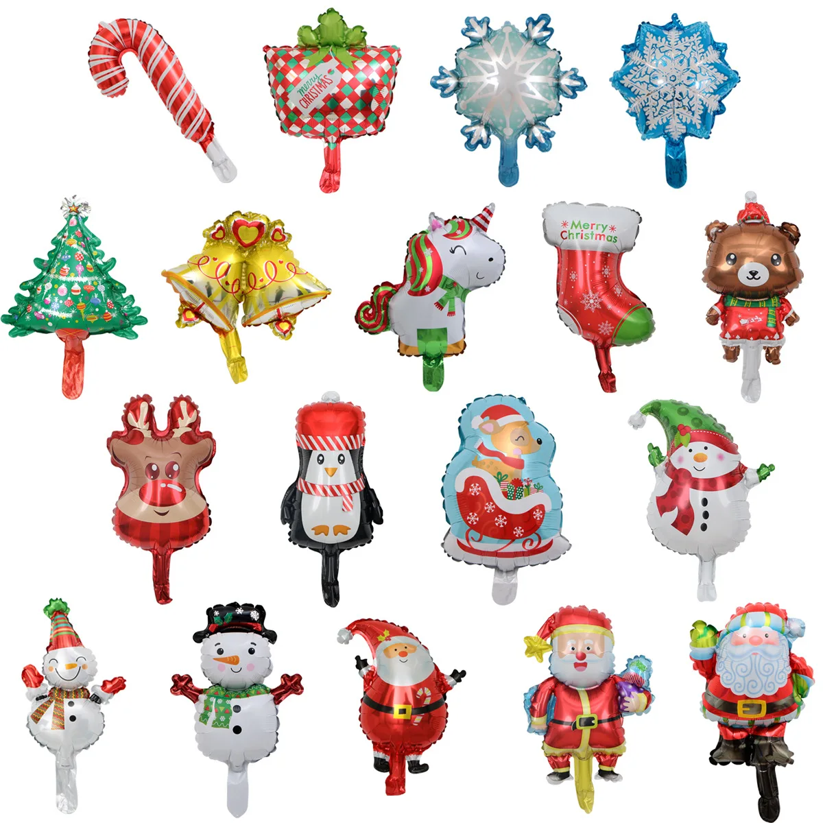 Мини Рождественский алюминиевый пленочный шар мини Рождественский Единорог Снеговик Санта Клаус колокольчик мультфильм моделирование воздушный шар