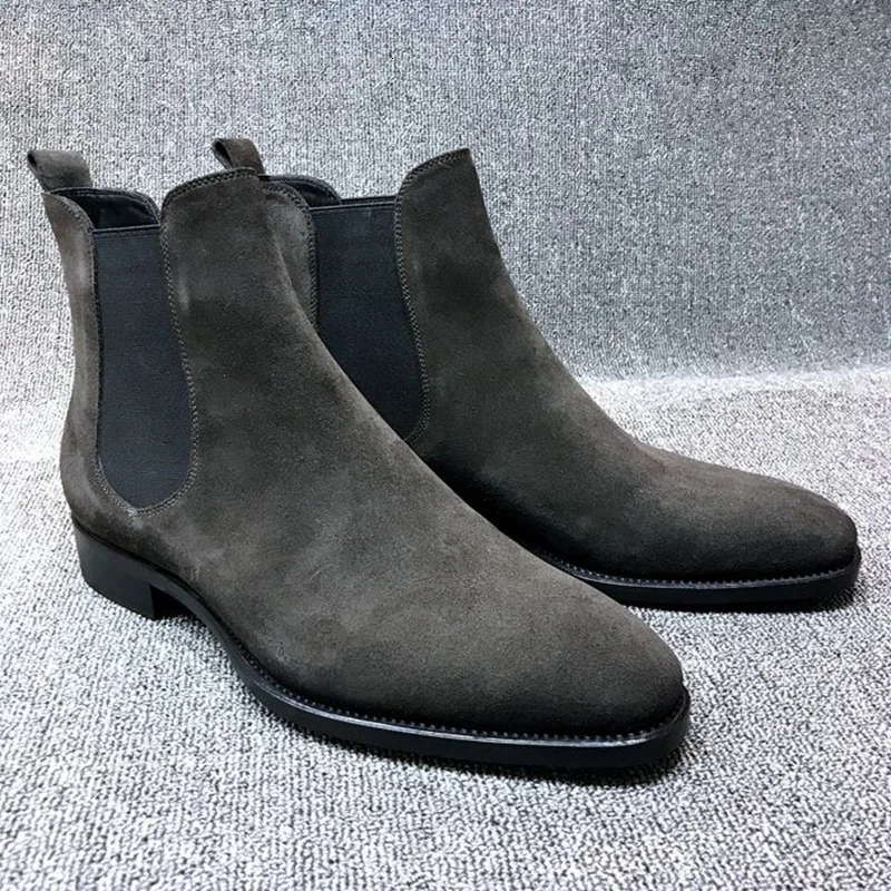 Mens Boots Men Chelsea Boots Ankle Plus Velvet High-top Outdoor Walking Shoes Wear Resistant Botas Hombre 48
