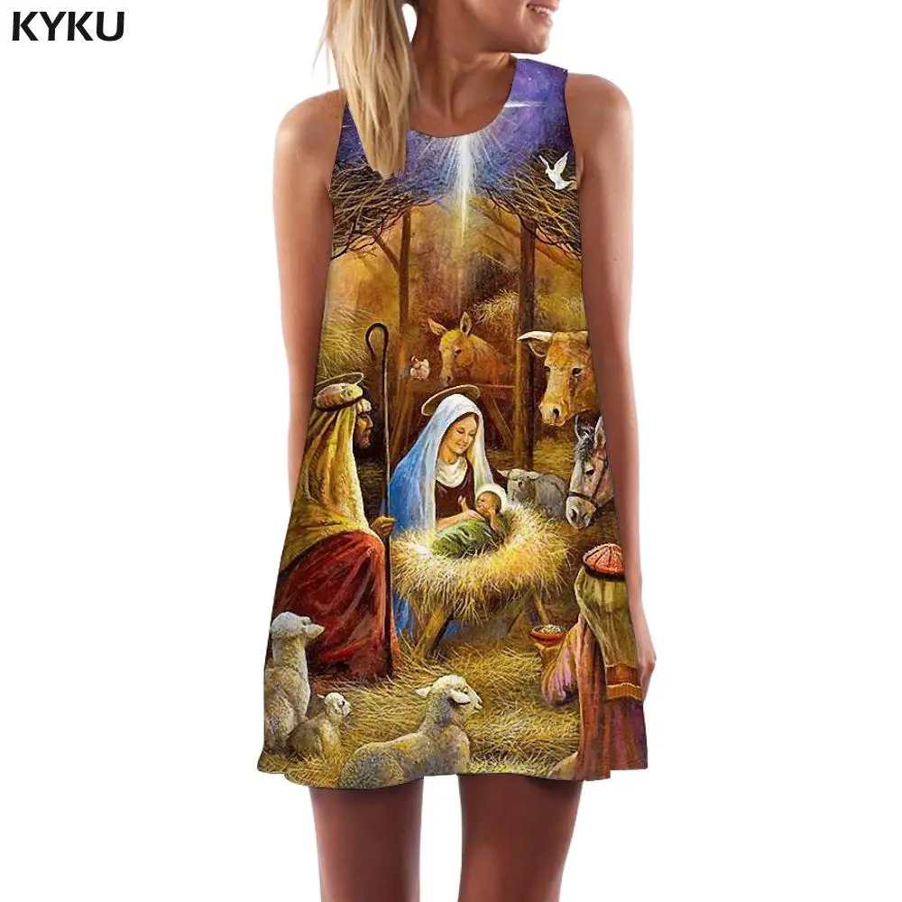 KYKU Jesus Dress Women Christian Ladies Dresses Angel Sundress Animal ...