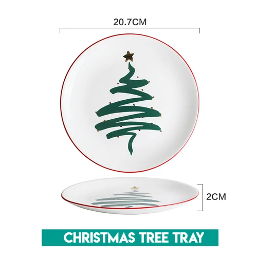 Christmas Tree Plate Скандинавская керамическая посуда позолоченная миска кофейная кружка ложка/вилка/нож посуда и тарелки наборы рождественские украшения для дома - Цвет: Christmas Tree Plate