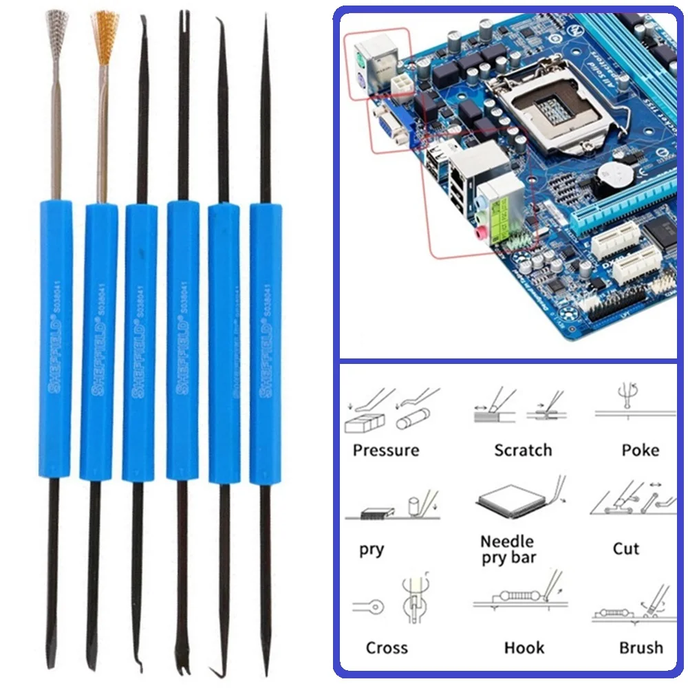 6Pcs Double-Headed Solder Aid Tool Kit Welding Auxiliary for Desoldering Repair 