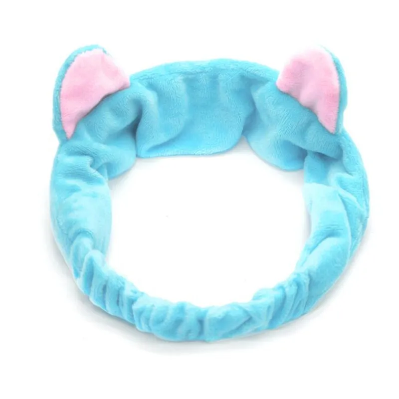 Cat Ear Blue Розовый Единорог кошачьи уши милые мытье лица заколки для волос ободок с бантиком для женщин девушек держатели головных уборов тюрбан аксессуары для волос резинка для волос - Цвет: Cat Ear Blue
