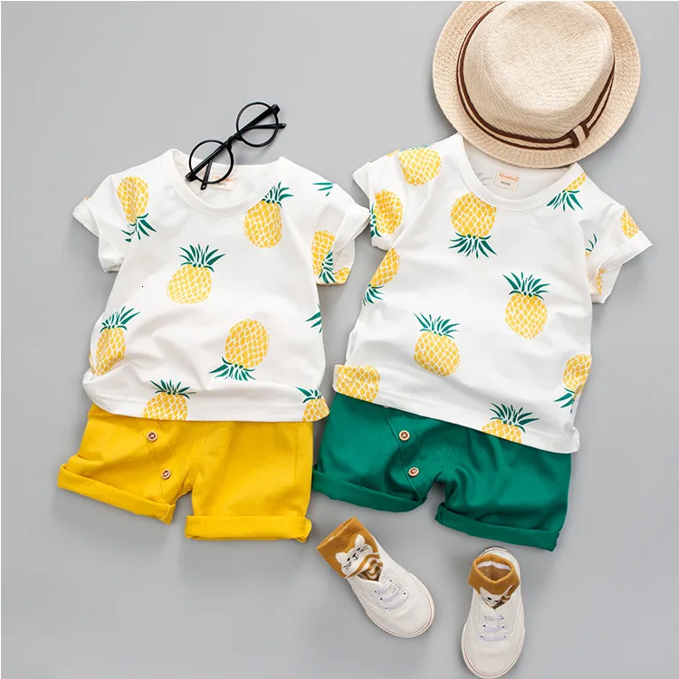 Комплекты одежды для мальчиков, летняя футболка с круглым вырезом, костюм с короткими рукавами и жилетом для малышей, одежда для мальчиков, 2 предмета, одежда для детей 1-4 лет