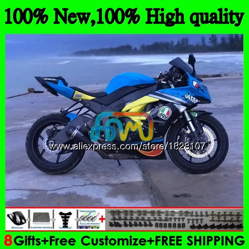 Корпус для KAWASAKI ZX636 ZX600 ZX-6R ZX 6R ZX 636 600CC 9BS. 84 ZX-636 ZX6R 09 10 11 Горячая Акула синий 12 2009 2010 2011 2012 обтекатель
