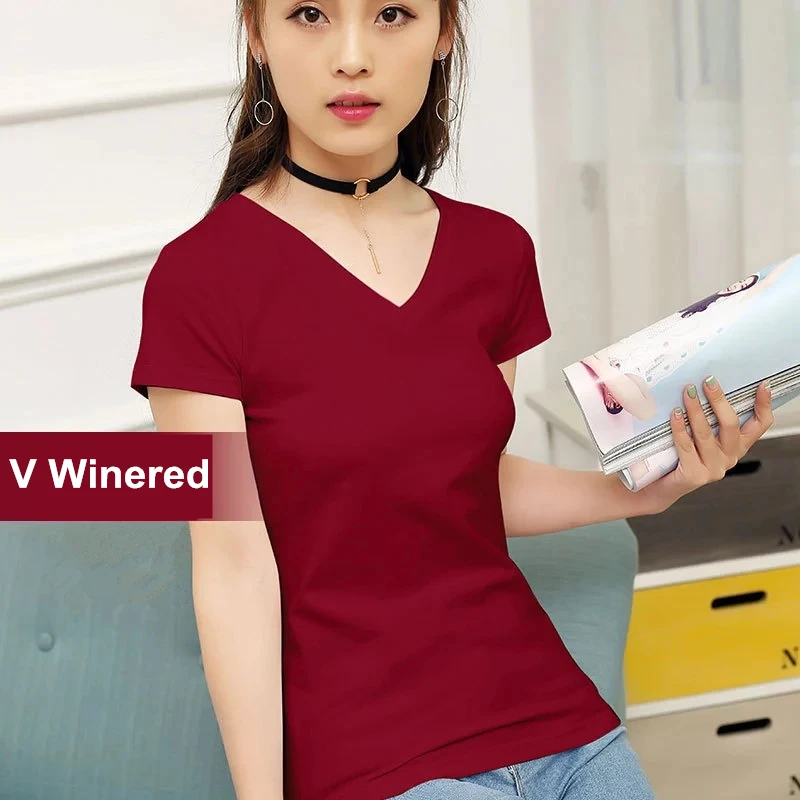 v-Wine red MRMT Фирменная новинка Женская футболка s 95% хлопок чистый цвет короткий рукав женская футболка для женщин тонкие Топы Женская футболка s одежда - Цвет: v-Wine red