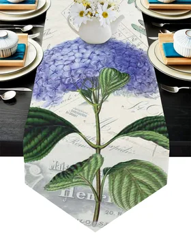 

Purple Flower Dragonfly Clock Retro Table Runner Wedding Table Decor Flower Cake Tablecloth and Placemat Christmas Decor